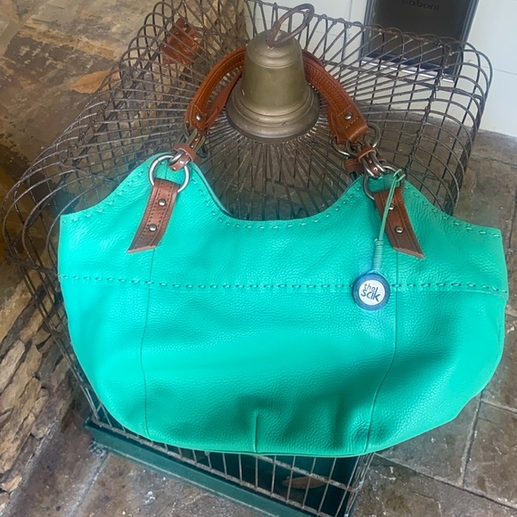 The Sak Bag LEATHER Mint Green Medium  Satchel  Shoulder Purse - Picture 3 of 12